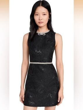 Alice + Olivia Ellis Crystal Embellished Sleeveless Jacquard Mini Dress